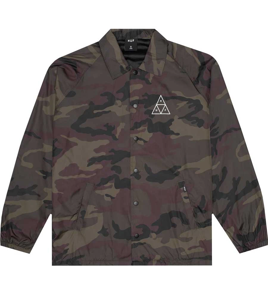 HUF Essentials Triple Triangle Coaches Jacket - Woodland 3 HUF Essentials Triple Triangle Coaches Jacket - Woodland