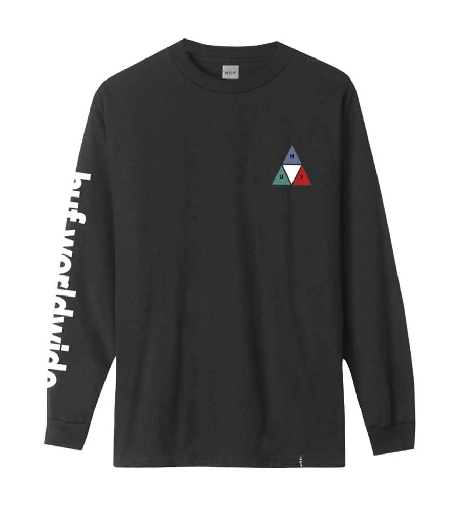 HUF Prism Triple Triangle Long Sleeve T-Shirt - Black 3 HUF Prism Triple Triangle Long Sleeve T-Shirt - Black