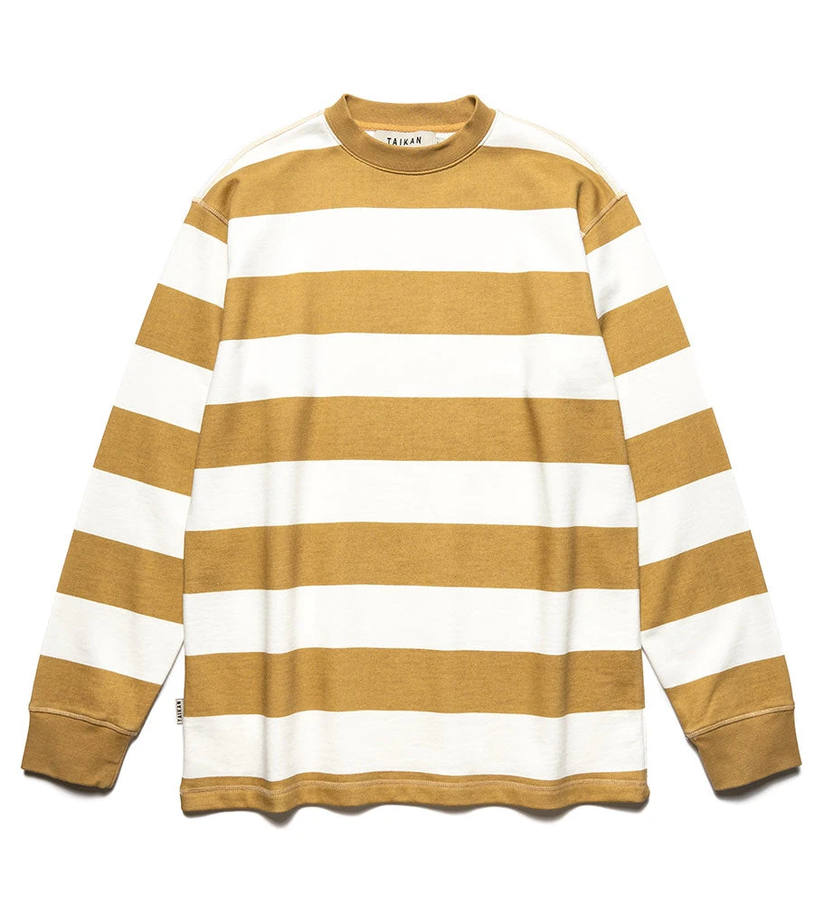 Taikan Striped Long Sleeve Crewneck Jersey T-Shirt - Tan 3 Taikan Striped Long Sleeve Crewneck Jersey T-Shirt - Tan